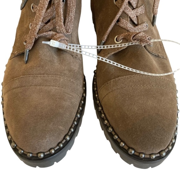 SAM EDELMAN Jennifer Studded Suede Combat Ankle Boots NEW - Picture 4 of 10